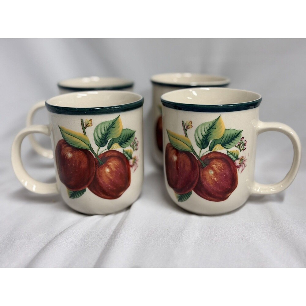 CHINA PEARL Casuals (Apple) Set/4 Mug *Coffee *Tea* VTG Stoneware
